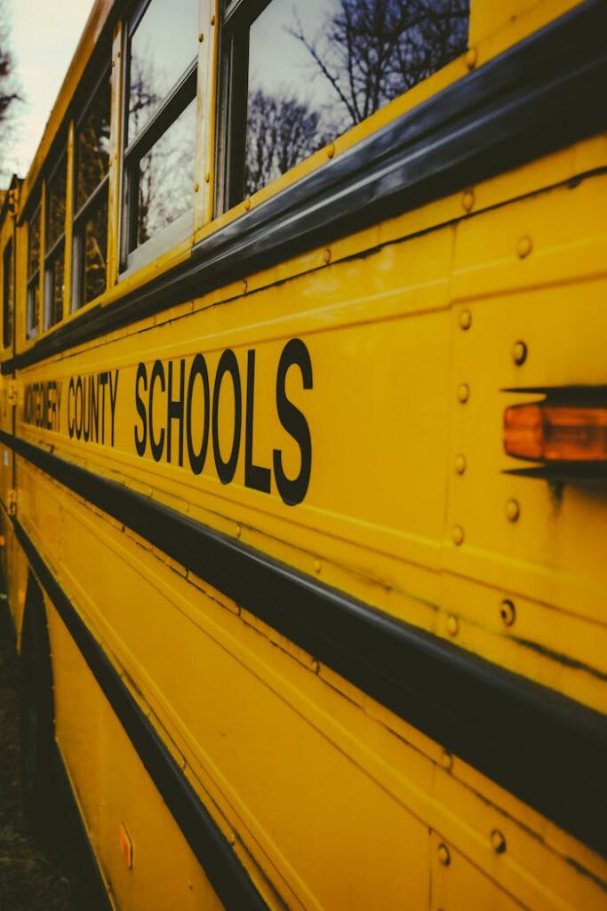 Close-up Photo of Yellow and Black School Bus